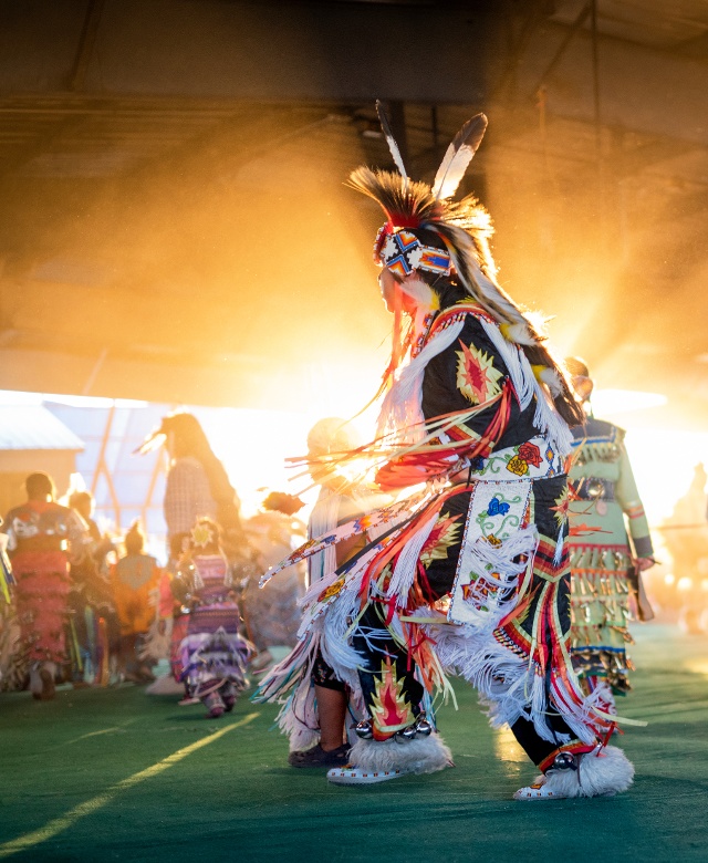 native person dancing in regalia