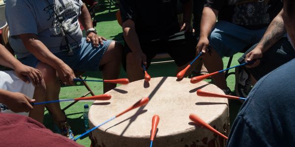 Drummers at North American Indian Days, Browning, Blackfeet Indian Reservation