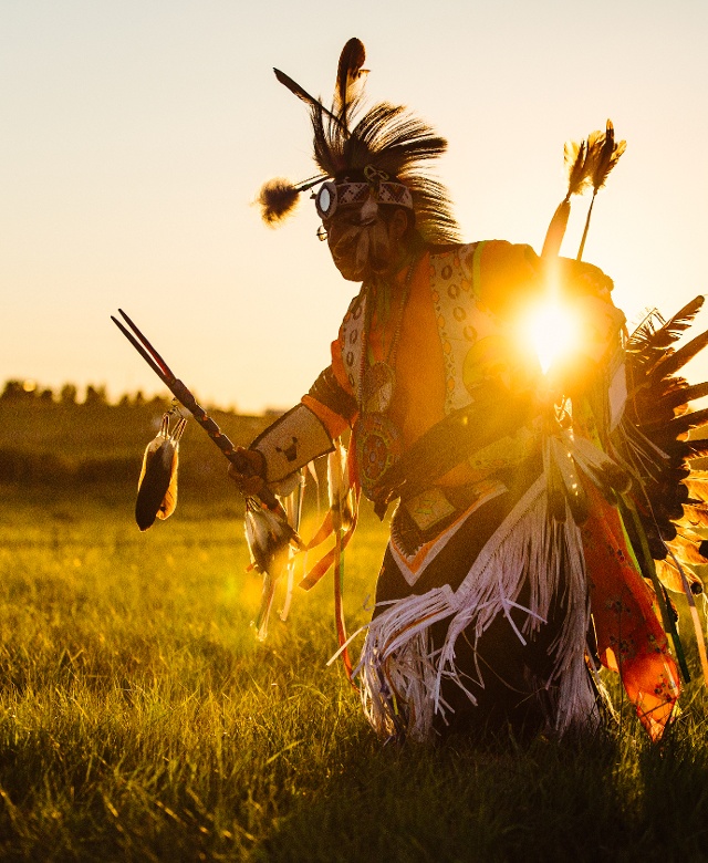 native person dancing in regalia