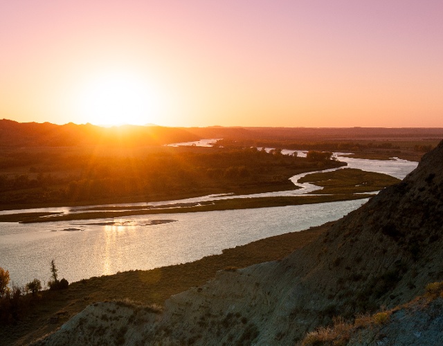 sunset over Missouri River