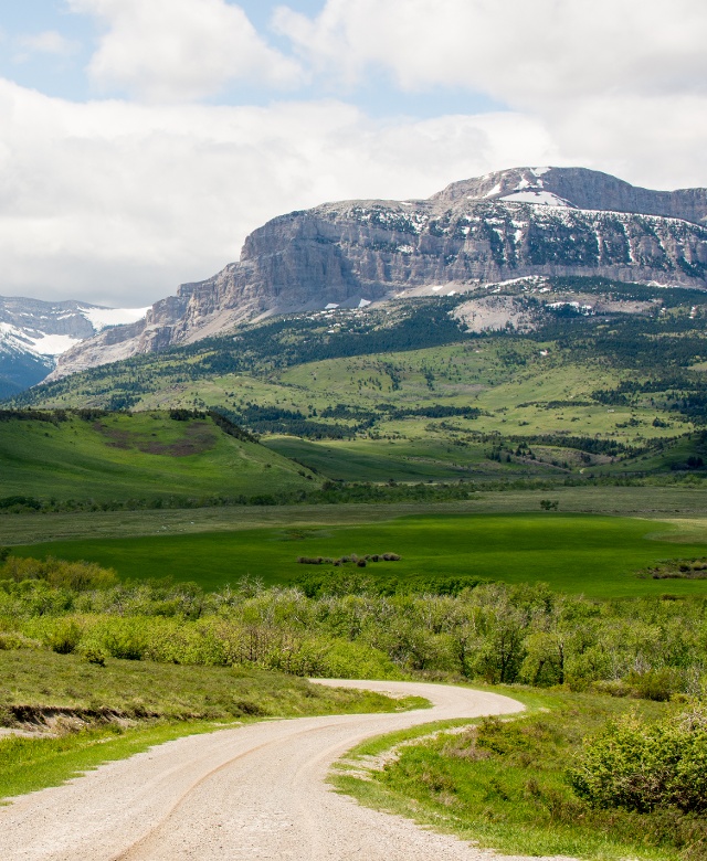 a view of the Rocky Mountain Front, near Dupuyer