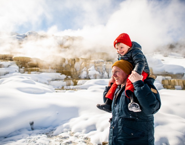 Father and son enjoy Mammoth