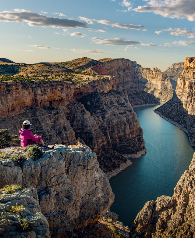 woman overlooking Big Horn Canyon