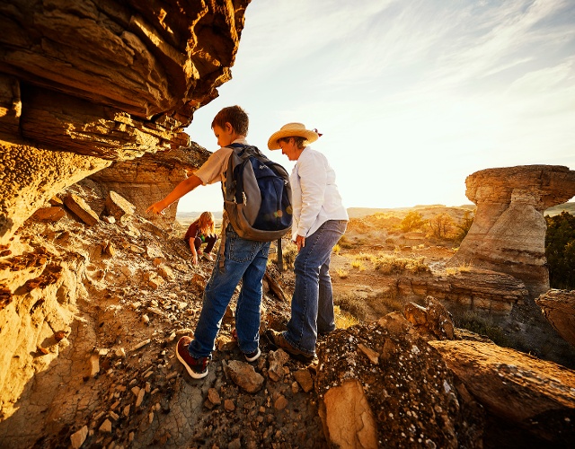 Kids explore Baisch's Dinosaur dig