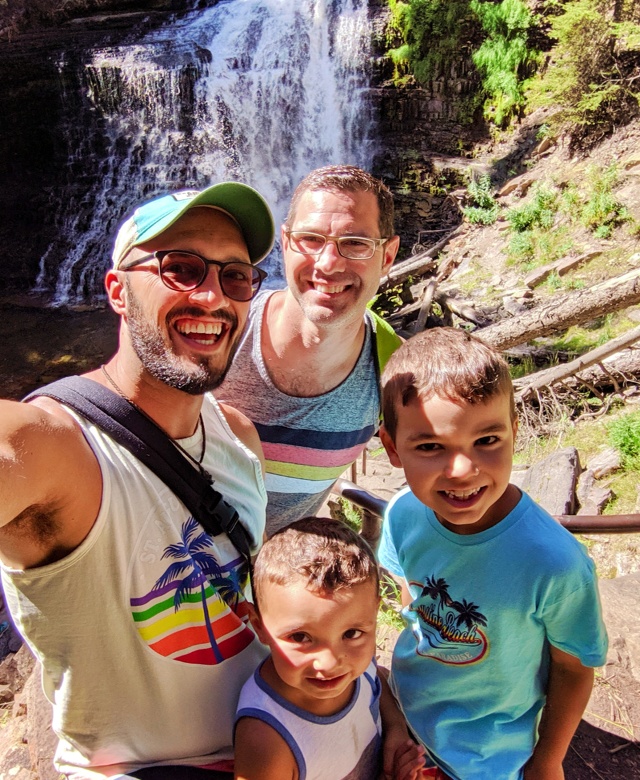Family hiking in Ousel Falls