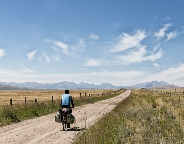 Biking on dirt road