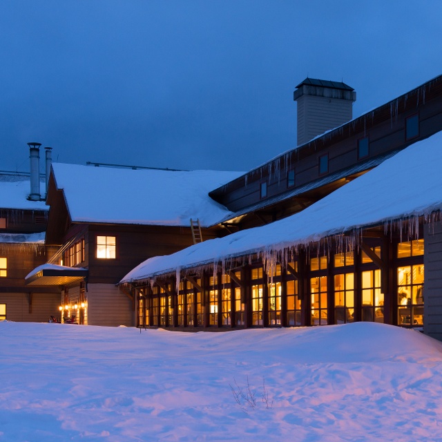 lodge in snow scene