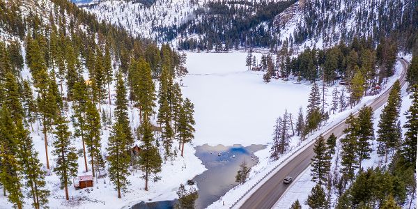Montana road in winter