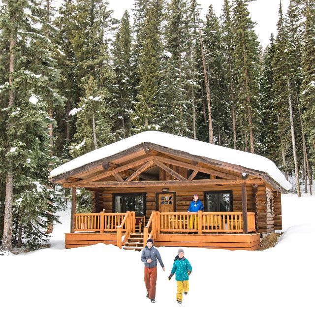 cabin in a winter scene