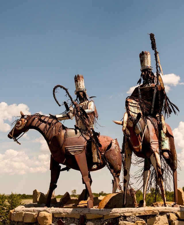 Memorial sculpture on the Blackfeet Indian Reservation
