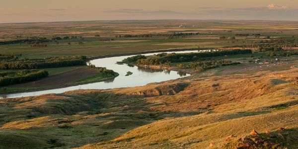 River running through plains