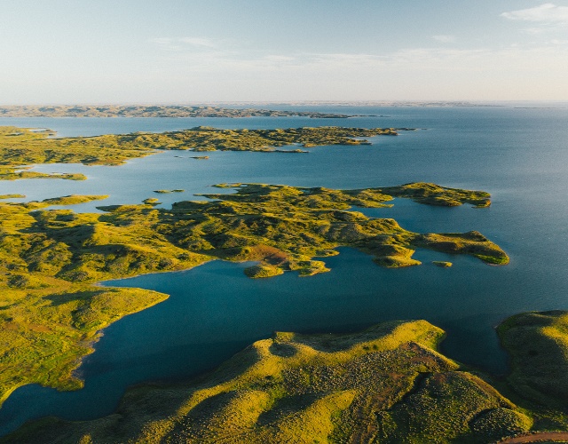 Aerial view of Fort Peck Reservoir