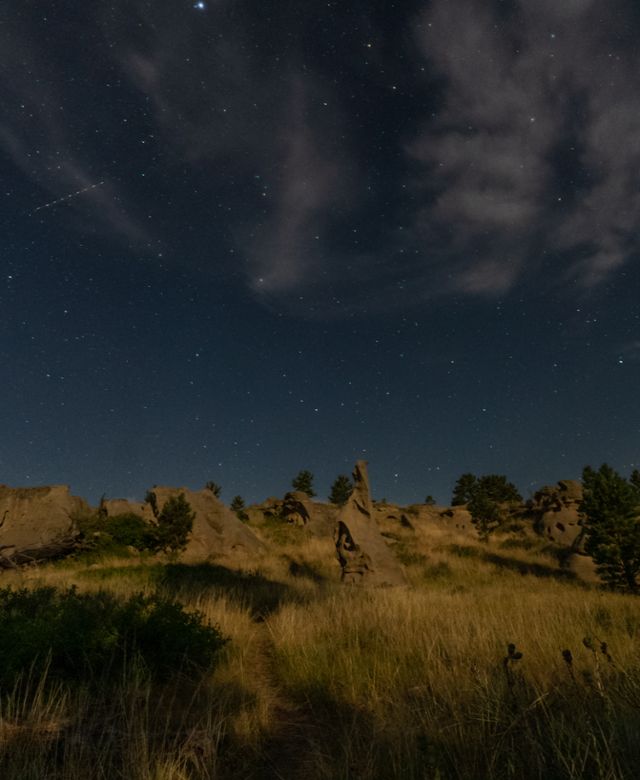 Star filled dark skies at Medicine Rocks State Park