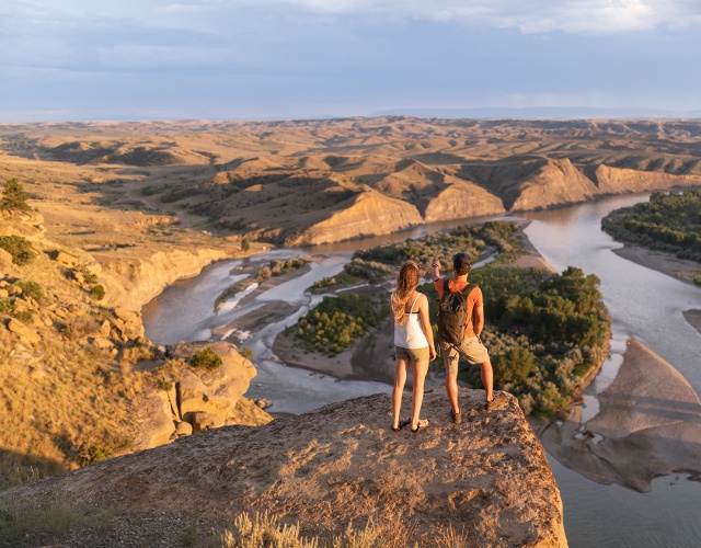 Couple overlooking Yellowstone River near Billings