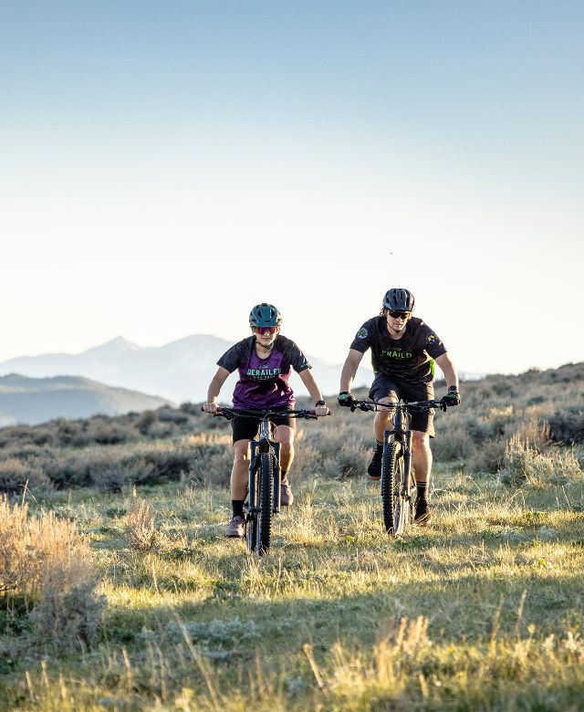 Couple riding bikes at Thompson Park, Butte