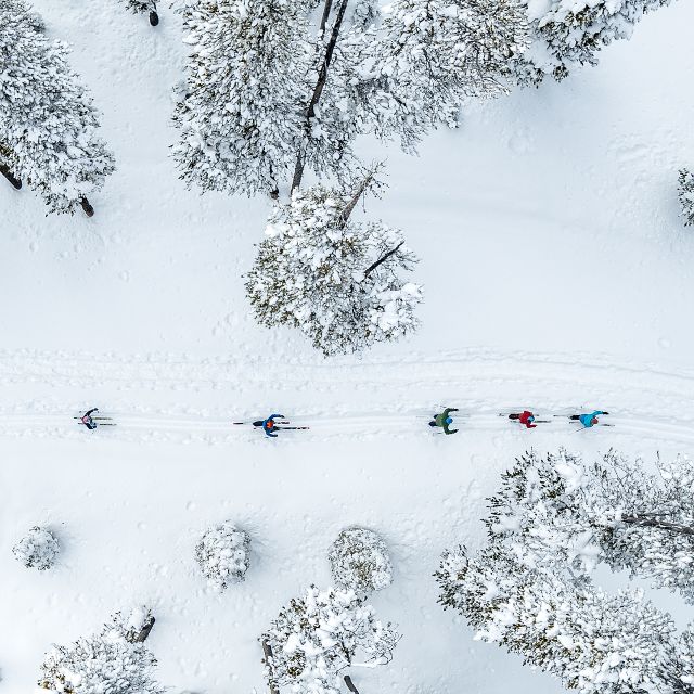 Aerial of Cross Country Skiers